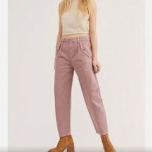 Free People Pink Cropped Pants High-Waisted